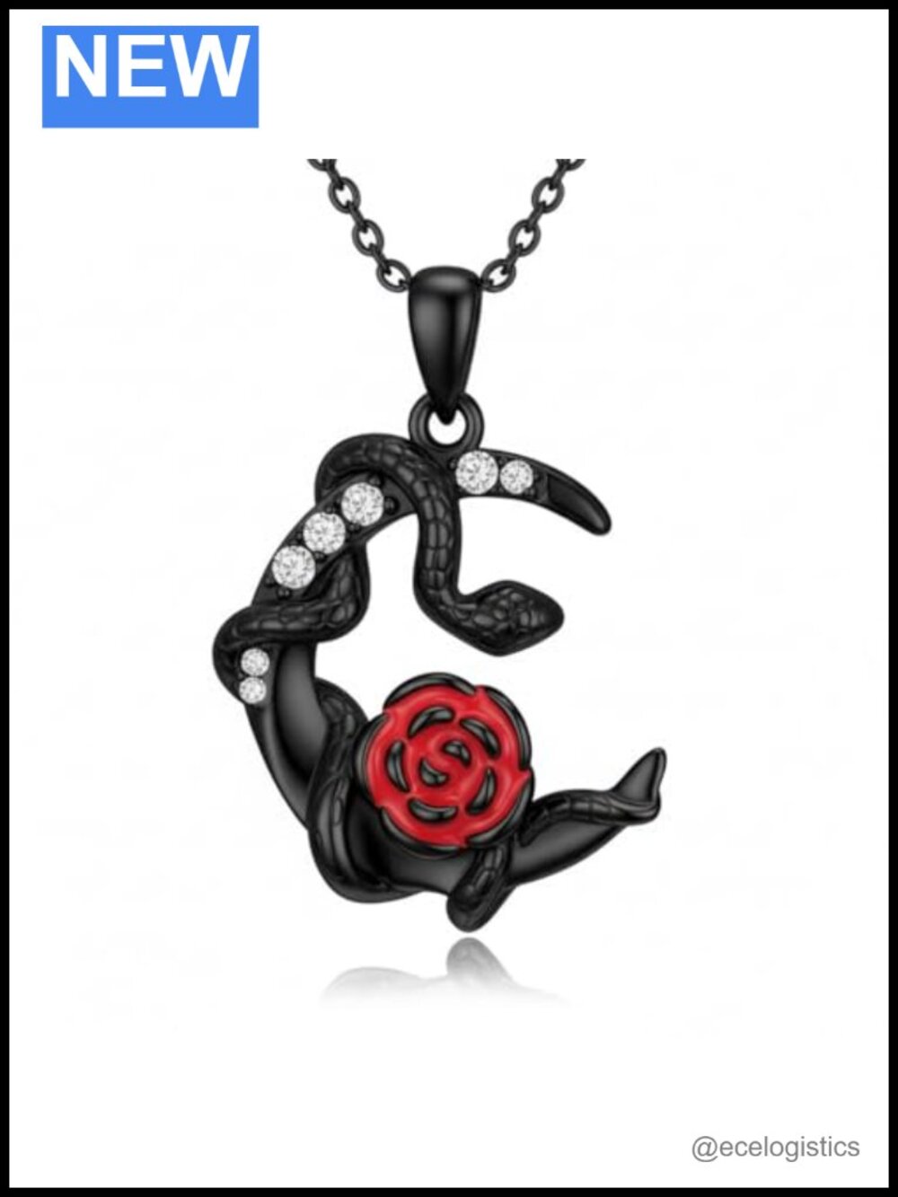 925 Sterling Silver Moon Pendant Necklace Gothic Snake